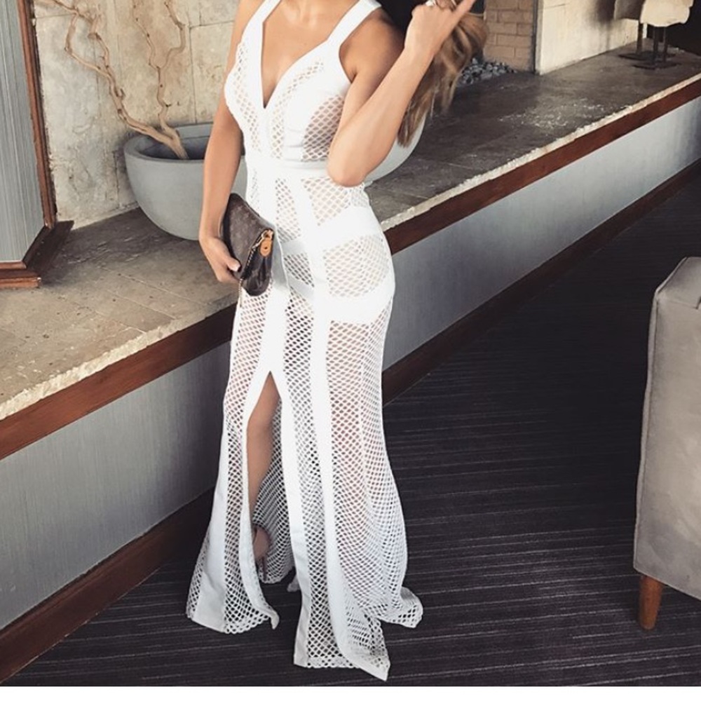 Miss Lola White and Nude Dress